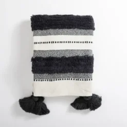 Blankets & Throws-Kirkland's Home Montauk Cotton Tufted Throw Gray