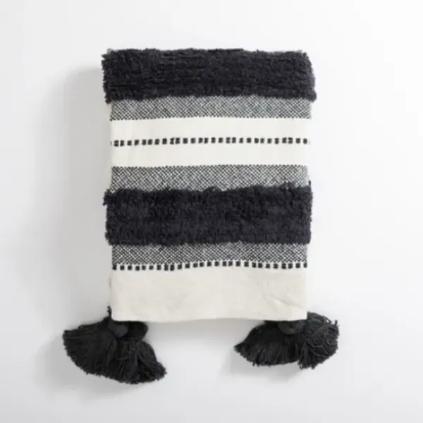 Blankets & Throws-Kirkland's Home Montauk Cotton Tufted Throw Gray