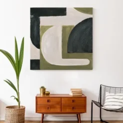 Canvas Art-Kirkland's Home Moody Green Shapes I Canvas Art Print Black/White/Green