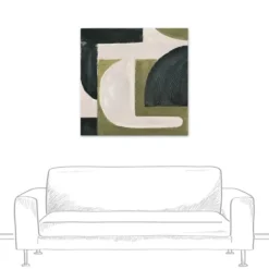 Canvas Art-Kirkland's Home Moody Green Shapes I Canvas Art Print Black/White/Green