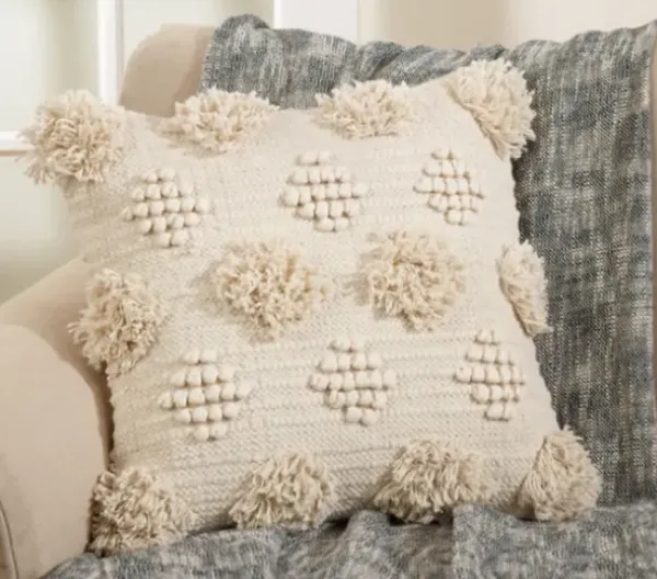 Pillows-Kirkland's Home Moroccan Tufted Pom Pom Throw Pillow Ivory