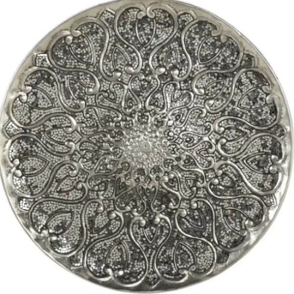 Wall Plaques-Kirkland's Home Mosaic Round Metal Wall Plaque Silver