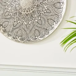 Wall Plaques-Kirkland's Home Mosaic Round Metal Wall Plaque Silver