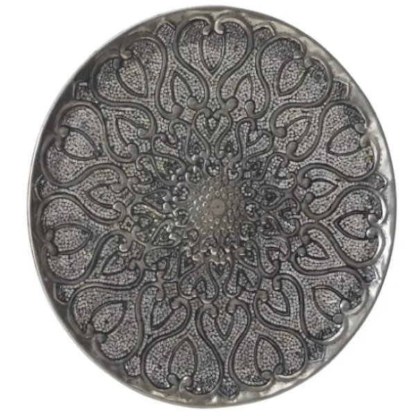 Wall Plaques-Kirkland's Home Mosaic Round Metal Wall Plaque Silver