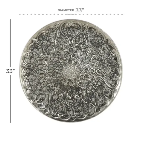 Wall Plaques-Kirkland's Home Mosaic Round Metal Wall Plaque Silver