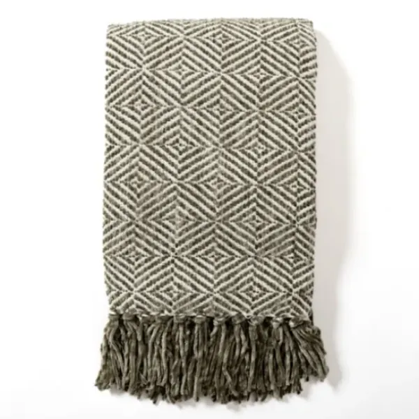 Blankets & Throws-Kirkland's Home Moss Diamond Chenille Throw Green