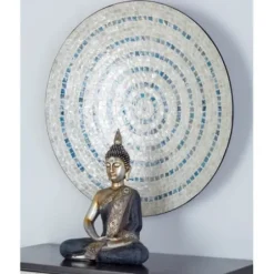 Wall Plaques-Kirkland's Home Mother Of Pearl Coastal Gong Wall Decoration Tan/Blue