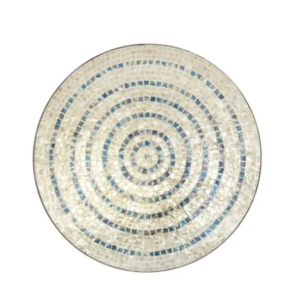 Wall Plaques-Kirkland's Home Mother Of Pearl Coastal Gong Wall Decoration Tan/Blue