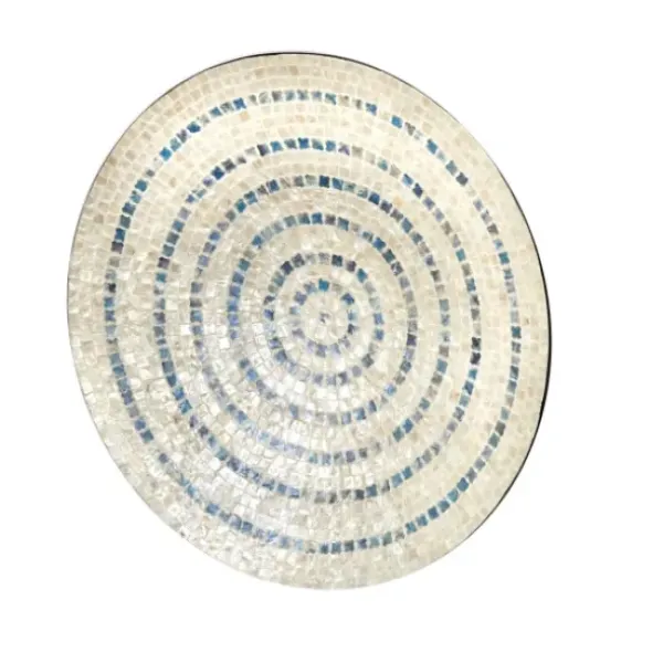 Wall Plaques-Kirkland's Home Mother Of Pearl Coastal Gong Wall Decoration Tan/Blue