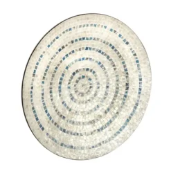 Wall Plaques-Kirkland's Home Mother Of Pearl Coastal Gong Wall Decoration Tan/Blue