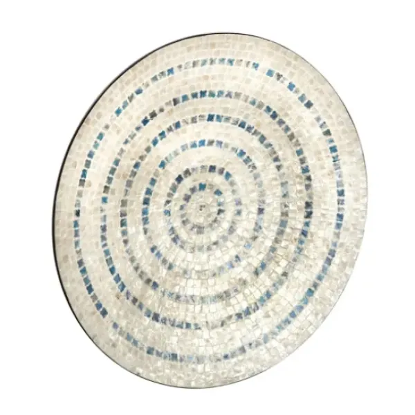 Wall Plaques-Kirkland's Home Mother Of Pearl Coastal Gong Wall Decoration Tan/Blue