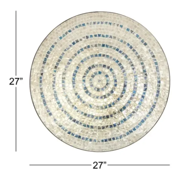 Wall Plaques-Kirkland's Home Mother Of Pearl Coastal Gong Wall Decoration Tan/Blue