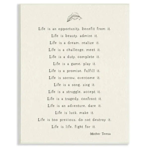 Wall Quotes & Signs-Kirkland's Home Mother Teresa Life Quote Wall Plaque Ivory/Black