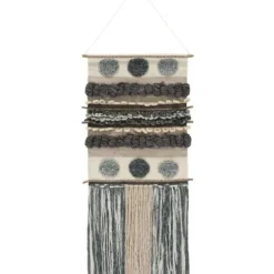Wall Plaques-Kirkland's Home Multicolor Abstract Pom Pom Woven Wall Hanging Blue
