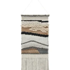 Wall Plaques-Kirkland's Home Multicolor Abstract Woven Fringe Wall Hanging Tan