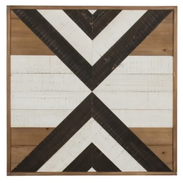 Wall Plaques-Kirkland's Home Multicolor Baralt Shiplap Wood Wall Plaque Brown/Black/White
