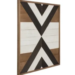 Wall Plaques-Kirkland's Home Multicolor Baralt Shiplap Wood Wall Plaque Brown/Black/White