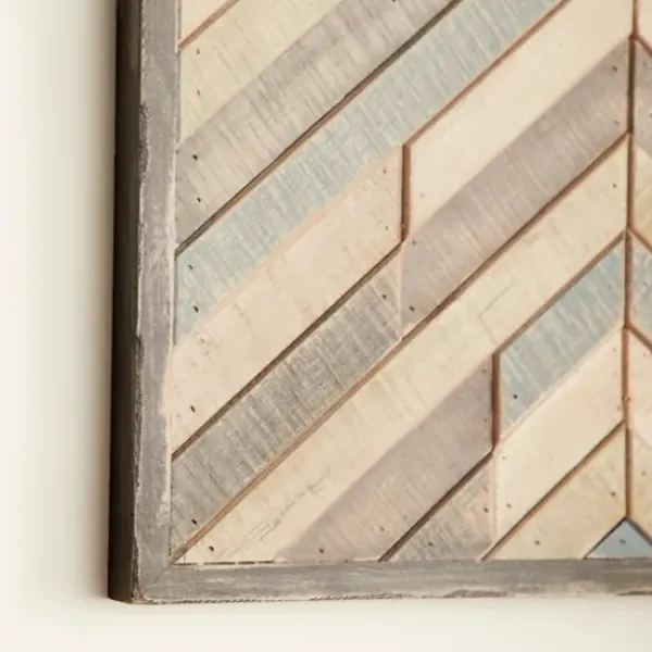 Wall Plaques-Kirkland's Home Multicolor Criss Cross Chevron Wood Wall Plaque Brown/Gray