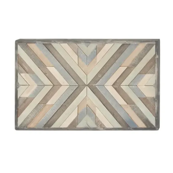 Wall Plaques-Kirkland's Home Multicolor Criss Cross Chevron Wood Wall Plaque Brown/Gray