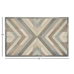 Wall Plaques-Kirkland's Home Multicolor Criss Cross Chevron Wood Wall Plaque Brown/Gray