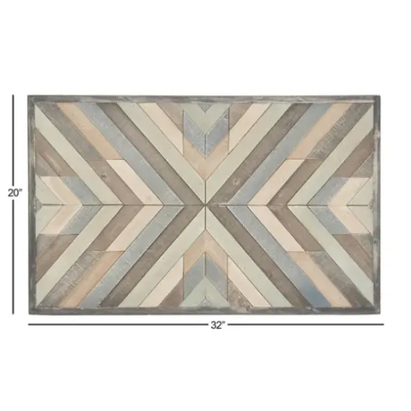 Wall Plaques-Kirkland's Home Multicolor Criss Cross Chevron Wood Wall Plaque Brown/Gray
