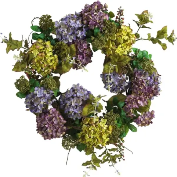 Wreaths-Kirkland's Home Multicolor Hydrangea And Berry Wreath Green/Multi