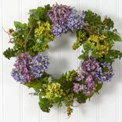 Wreaths-Kirkland's Home Multicolor Hydrangea And Berry Wreath Green/Multi