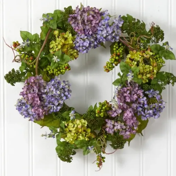 Wreaths-Kirkland's Home Multicolor Hydrangea And Berry Wreath Green/Multi