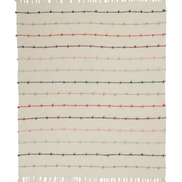Blankets & Throws-Kirkland's Home Multicolor Loop Striped Throw Ivory/Multi