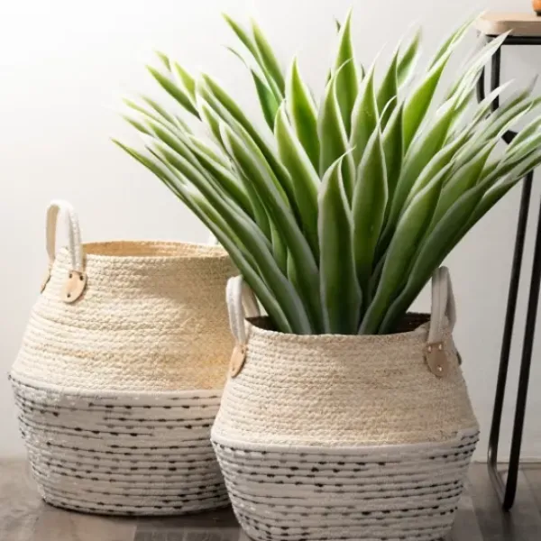 Baskets & Boxes-Kirkland's Home Multicolor Natural Maize Woven Baskets, Set Of 2 Multi/White/Tan