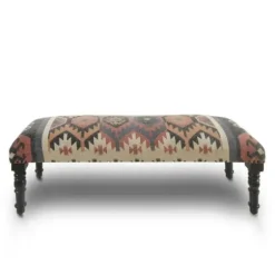 Benches & Ottomans-Kirkland's Home Multicolor Southwestern Geometric Bench Ivory/Red/Multi