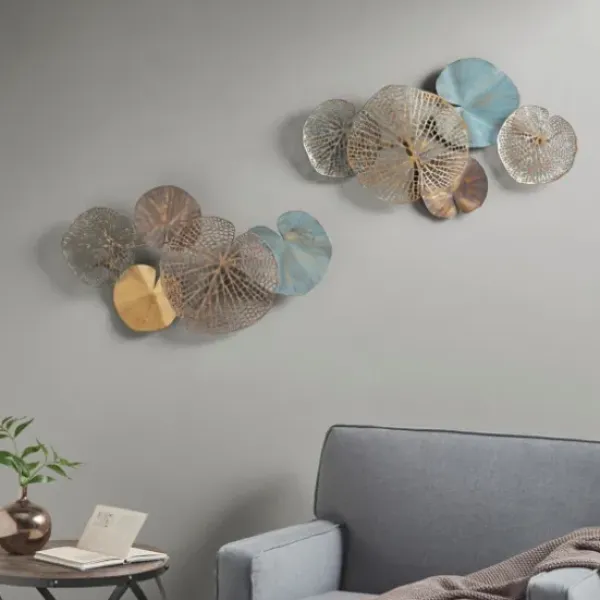 Wall Plaques-Kirkland's Home Multicolored Metal Circles Wall Plaques, Set Of 2 Blue/Gold/Brown