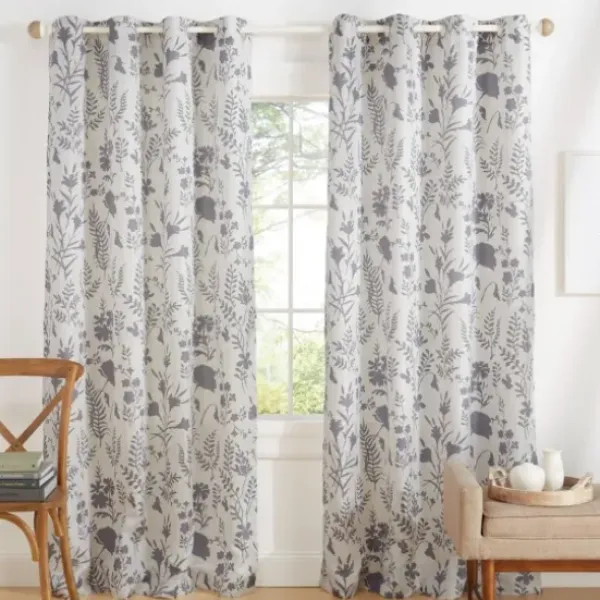 Curtains & Drapes-Kirkland's Home Mushroom Interlock Single Curtain Panel, 84 In. Gray/Ivory