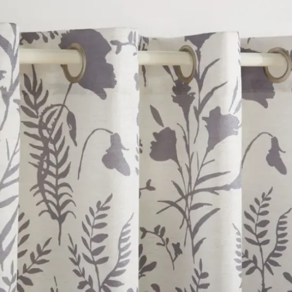 Curtains & Drapes-Kirkland's Home Mushroom Interlock Single Curtain Panel, 84 In. Gray/Ivory