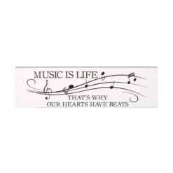 Wall Quotes & Signs-Kirkland's Home Music Is Life Wall Plaque White/Black