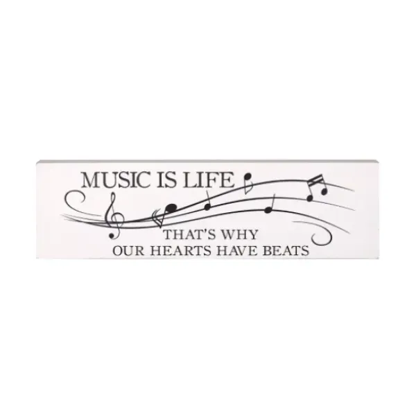 Wall Quotes & Signs-Kirkland's Home Music Is Life Wall Plaque White/Black