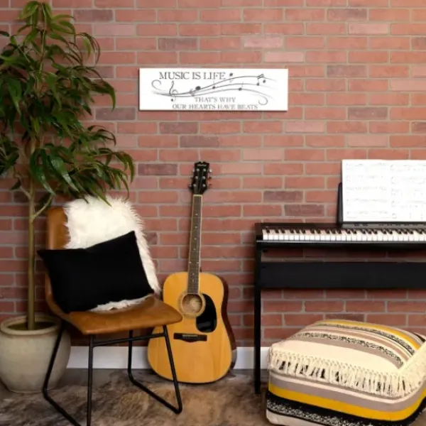 Wall Quotes & Signs-Kirkland's Home Music Is Life Wall Plaque White/Black