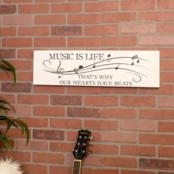 Wall Quotes & Signs-Kirkland's Home Music Is Life Wall Plaque White/Black