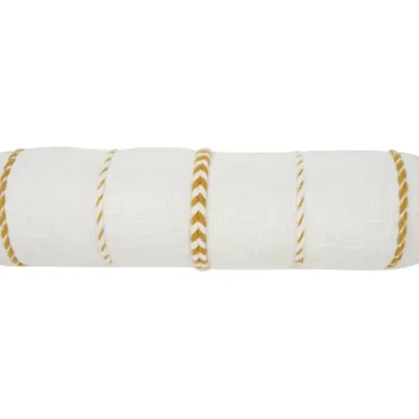 Pillows-Kirkland's Home Mustard Braided Twist Lumbar Throw Pillow Yellow/White