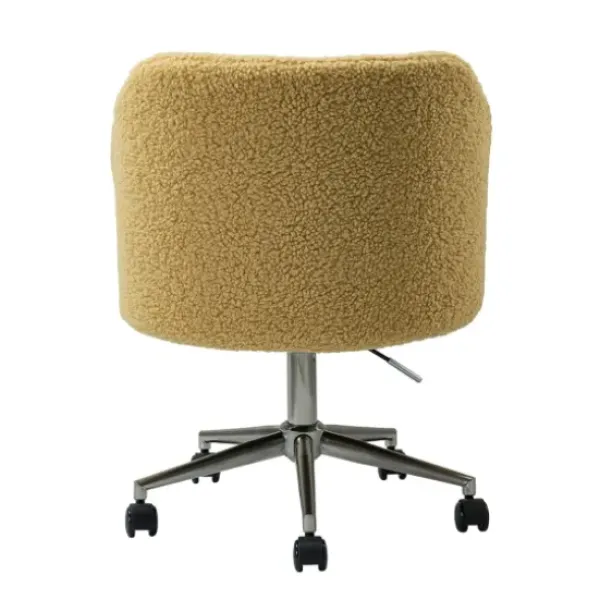 Office Furniture-Kirkland's Home Mustard Sherpa Upholstered Swivel Office Chair Yellow