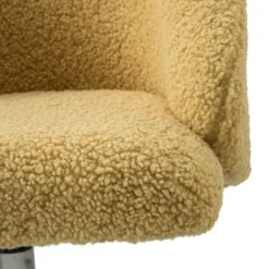 Office Furniture-Kirkland's Home Mustard Sherpa Upholstered Swivel Office Chair Yellow