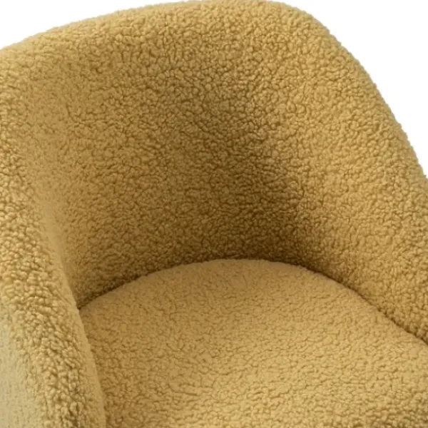 Office Furniture-Kirkland's Home Mustard Sherpa Upholstered Swivel Office Chair Yellow