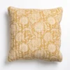 Pillows-Kirkland's Home Mustard Stitched Blossoms Pillow Yellow