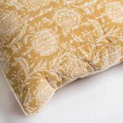 Pillows-Kirkland's Home Mustard Stitched Blossoms Pillow Yellow