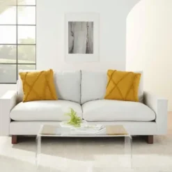 Pillows-Kirkland's Home Mustard Tufted Abstract Diamond Pillows, Set Of 2 Yellow
