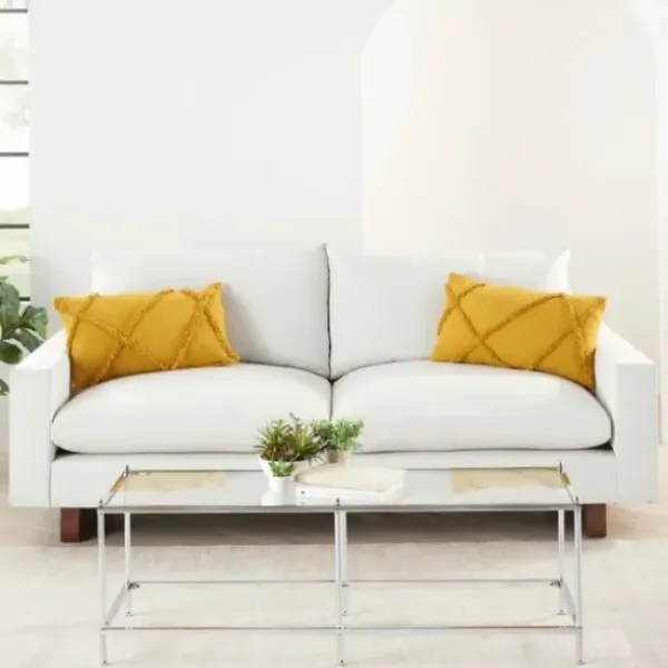 Pillows-Kirkland's Home Mustard Tufted Diamond Lumbar Pillows, Set Of 2 Yellow