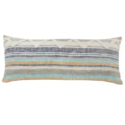 Pillows-Kirkland's Home Myrtle Tufted Stripes Lumbar Pillow Blue/Gray/Ivory