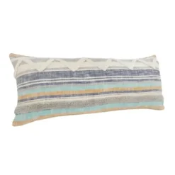 Pillows-Kirkland's Home Myrtle Tufted Stripes Lumbar Pillow Blue/Gray/Ivory