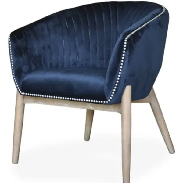 Accent Chairs-Kirkland's Home Nadia Navy Velvet Club Chair Blue
