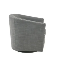 Accent Chairs-Kirkland's Home Nailhead Swivelling Barrel Accent Chair Gray